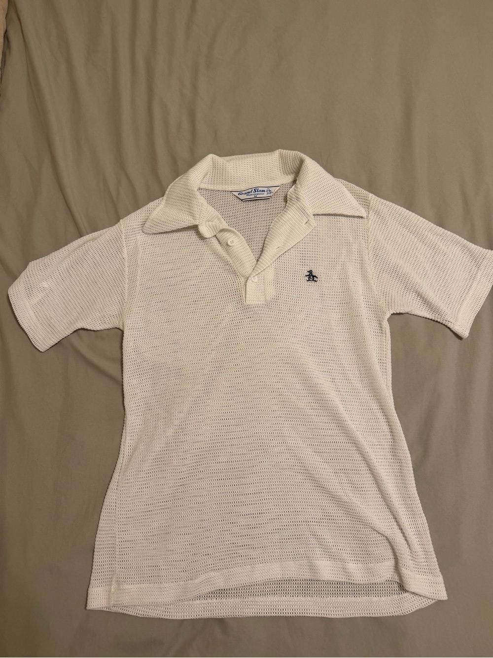 Vintage White Knit Grand Slam Polo (size medium)
